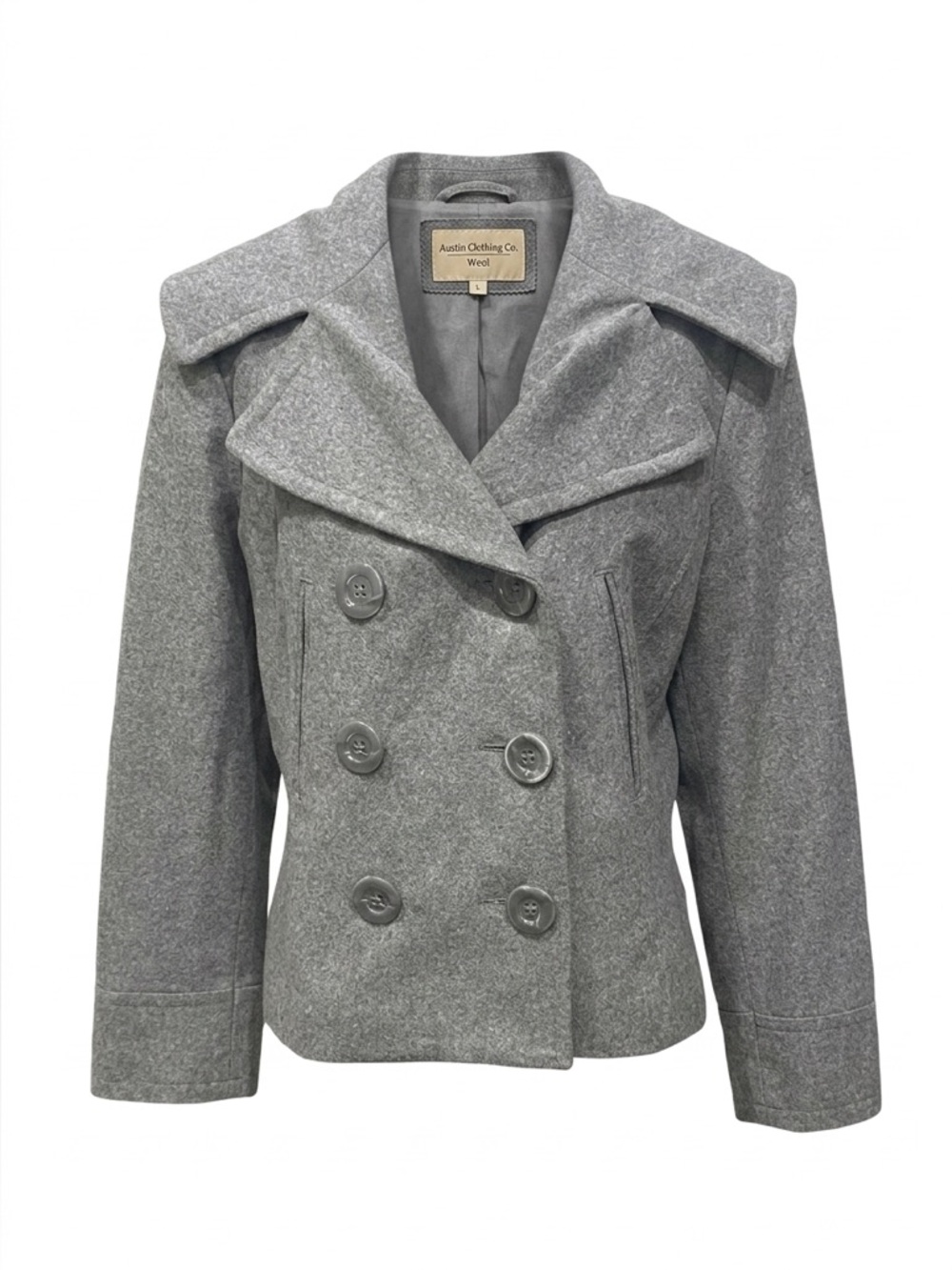 Gray Wool Blend Double Breasted Peacoat Austin Clothing Co Large